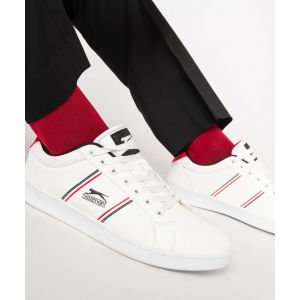 Baskets homme r&eacute;tro &agrave; lacets et bandes color&eacute;es - Slazenger - 46 - blanc chine - SLAZENGER
