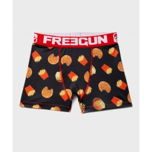 Boxer en microfibre imprimé fast food décalé garçon - Freegun - 14/16A - multicolore - FREEGUN