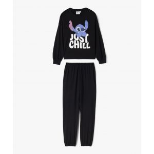 Pyjama en coton avec motif Stitch sur le haut fille - Disney - 10A - noir standard - LILO & STITCH