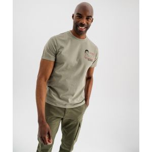 Tee-shirt manches courtes avec motif poitrine et dos homme - One Piece - XS - kaki standard - ONE PIECE