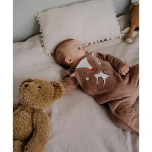 Pyjama en velours ouvert devant motif renne no&euml;l b&eacute;b&eacute; - 9M - marron standard - GEMO