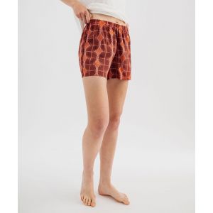 Short de pyjama imprim&eacute; en viscose femme - XS - orange fonce - GEMO
