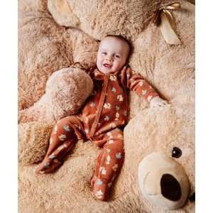 Pyjama en velours ouverture devant à motifs forêt bébé garçon - 6M - marron standard - GEMO