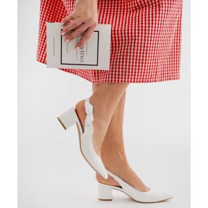 Escarpins &agrave; bout pointu et talon ouvert femme - 37 - blanc vif - VALENTINA BALDA