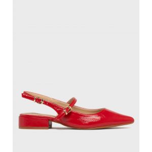 Escarpins &agrave; large talon plat et bout pointu vernis femme - 42 - rouge - FOLLOW ME
