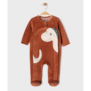 Pyjama en velours ouvert devant motif dinosaure b&eacute;b&eacute; gar&ccedil;on - NAIS - marron standard - GEMO