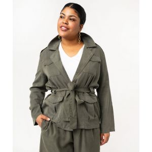 Veste saharienne en Lyocell femme grande taille - 50 - kaki - GEMO