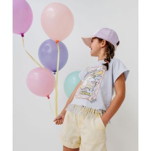 Tee-shirt manches courtes avec franges fille - 4A - bleu standard - GEMO