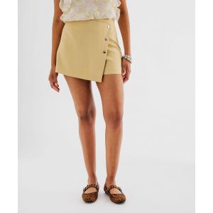 Jupe-short &eacute;l&eacute;gante &agrave; boutons d&eacute;coratifs femme - 40 - beige fonce - GEMO