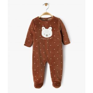 Pyjama en velours &agrave; motif ourson b&eacute;b&eacute; gar&ccedil;on - 24M - marron standard - GEMO