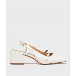 Escarpins talon ouvert et bout carr&eacute; femme - Follow Me - 42 - blanc standard - FOLLOW ME