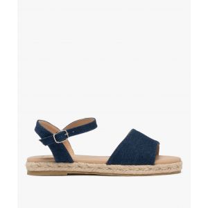 Sandales en toile denim avec semelle corde épaisse femme - 37 - bleu chine - VALENTINA BALDA