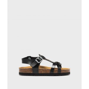 Sandales à boucle et semelle intérieure cuir fille - 26 - noir standard - GEMO