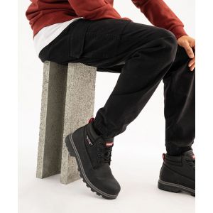 Boots homme casual à lacets et col matelassé - Carrera - 44 - noir vif - CARRERA