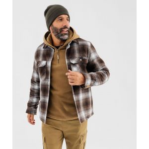 Sur-chemise &agrave; carreaux avec doublure matelass&eacute;e homme - Roadsign - M - marron - ROADSIGN D