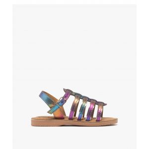 Sandales en cuir forme spartiates irisées fille - Tanéo - 28 - multicolore - GEMO