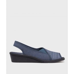 Chaussons à talon compensé, bout et talon ouverts femme - 38 - bleu - GEMO