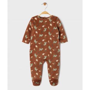 Pyjama dors-bien en velours avec motif dinosaures bébé - 1M - marron standard - GEMO