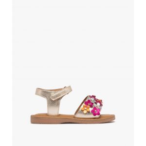 Sandales en cuir brillant à bride fantaisie fille - 26 - marron fonce - GEMO