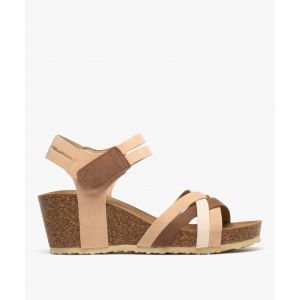 Sandales à talon compensé fermeture scratch femme - Valentina Baldano - 36 - rose - VALENTINA BALDA