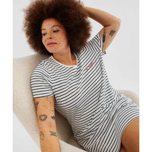 Chemise de nuit &agrave; manches courtes et col rond femme grande taille - 58/60 - blanc - GEMO