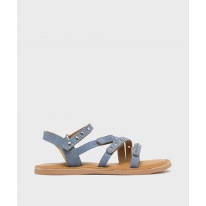 Sandales en cuir multibrides clout&eacute;es et perfor&eacute;es fille - Lovely Wings - 28 - bleu - GEMO