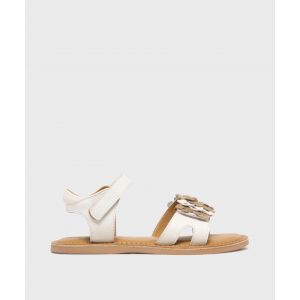 Sandales en cuir &agrave; fleurs en relief fille - Lovely Wings - 28 - blanc standard - GEMO