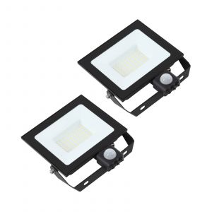 Prios projecteur d'ext&eacute;rieur LED Maikel, 50 W, m&eacute;tal, capteur, lot de 2