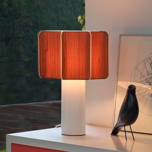 LZF LamPS Lampe de table LZF Kactos, couleur bois de cerisier/blanc, hauteur 52 cm