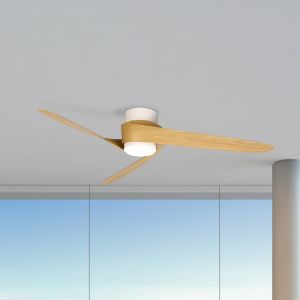 Mantra Iluminación Ventilateur de plafond LED Groenland, bois, DC silencieux Ø 122 cm CCT