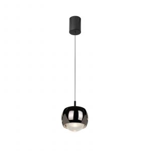 Mantra Iluminaci&oacute;n Suspension LED Roller, noir-chrome r&eacute;glable Lentille en verre