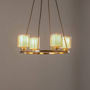 Lucea Lustre Ressa Ø 59 cm laiton antique, à 4 lampes.