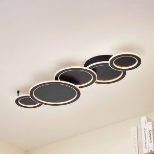 Lucande Plafonnier LED Diala, noir, m&eacute;tal, 96 cm