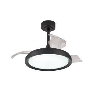 Mantra Iluminación Ventilateur de plafond LED Mistral Mini noir DC silencieux Ø91cm CCT
