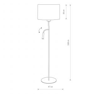 Euluna Lampe sur pied Hotel Plus avec lampe de lecture, blanc