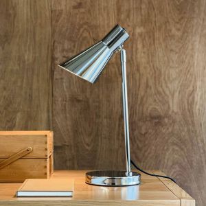 Dyberg Larsen Lampe de table DL12, chrome, hauteur 44,5 cm, métal