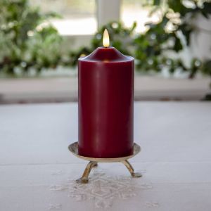 STAR TRADING Bougie LED Flamme, hauteur 17 cm, rouge Cire véritable Fonctionnement sur piles