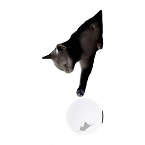 Karman Applique murale Maoo, céramique noire, verre, figurine de chat