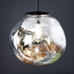 Eco-Light Suspension Canopus, argenté, Ø 36 cm, verre, E27