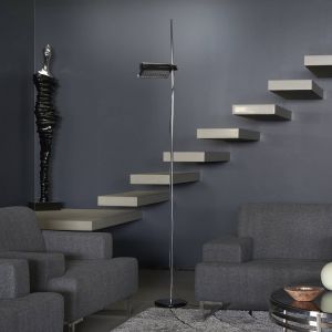 Oluce lampadaire LED Colombo, noir/chrome, métal