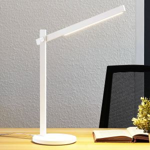 Lindby Lampe de bureau LED Loretta, linéaire, blanc