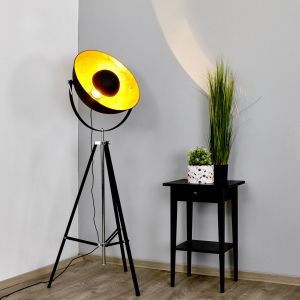 Lampe sur pied Mineva de Lindby. Noir/doré, métal, hauteur 180 cm