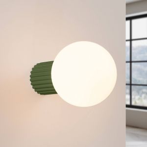 SOLLUX LIGHTING Applique murale ORBI, vert olive, verre/m&eacute;tal, &Oslash; 12 cm, IP44, G9