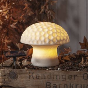 STAR TRADING Lampe solaire LED Sandy, 16 cm, blanc, plastique, forme de champignon