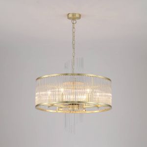 Searchlight Suspension Lara, &Oslash; 55 cm, dor&eacute;/transparent, verre/m&eacute;tal