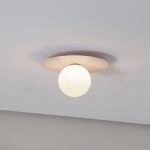 TK Lighting Plafonnier Pixie, rose, verre, Ø 25 cm, boule, G9