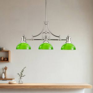 Jupiter Suspension Platino, argent/vert, verre, E27, à 3 lampes