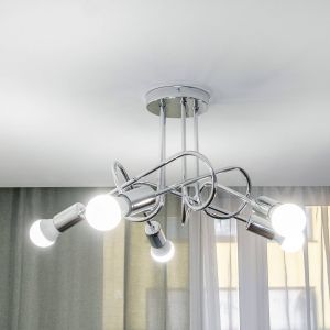 HELam Plafonnier Oxford, chrome, &agrave; 5 lampes, &Oslash; 47 cm, m&eacute;tal