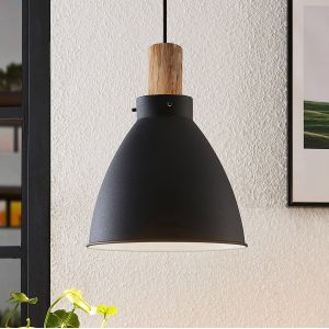 Suspension Lindby Trebale, E27, Ø 28 cm, noir, bois