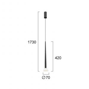 Viokef Suspension LED Rina, noir/transparent, &Oslash; 7 cm, m&eacute;tal/acrylique